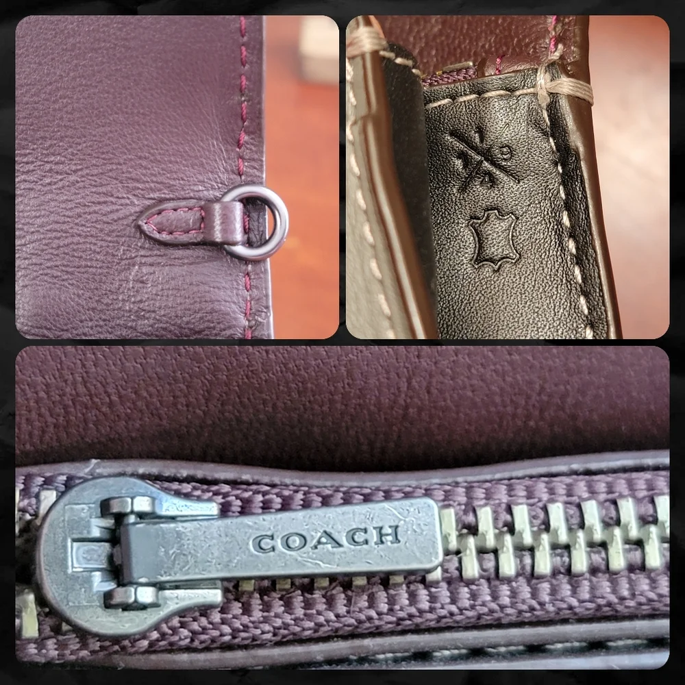 Coach 1941 23536 Tea Rose Applique Gray Leather Wristlet Clutch